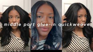 detailed glue-in quick weave. no braids. start to finish.