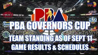 PBA TEAM STANDING AS OF SEPT 11/RESULTS/SCHEDULES/GOVERNORS CUP/SEASON 49 #viralvideo #pbaupdates