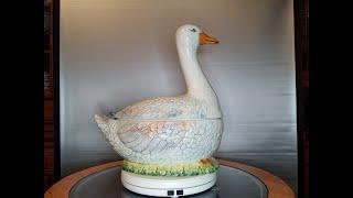 A199 1960’s Italian Porcelain Goose Soup Tureen 16”x15”x9”