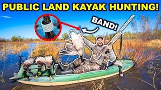 SOLO Walmart KAYAK Public Land Duck Hunting CHALLENGE with RARE BAND!!! (Catch Clean Cook)