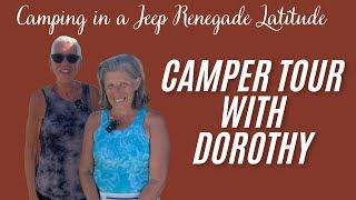 CAMPER TOUR AT LULU'S WAY WOMEN'S MEETUP:  Dorothy is camping in a Jeep Renegade Latitude, so cozy!!