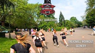 Sub-1:50 Hour Half Marathon Treadmill Workout Scenery | BATTERSEA PARK LONDON | Virtual Run Walk