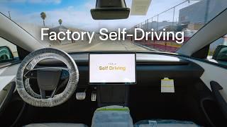 Self-Driving from the factory to the loading dock | Tesla