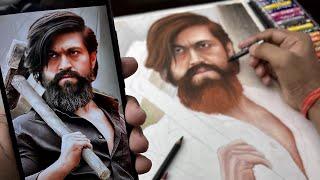 Oil pastel drawing, Rocking star Yash Drawing,  KGF Chapter 2, ( part 2 )