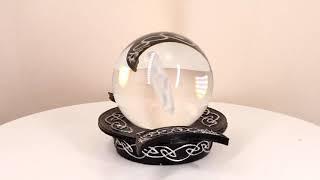 Ebros Sacred Moon Triple Goddess Glass Gazing Ball Orb With Pentagram Symbol 6"W