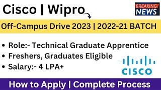 Cisco Off-Campus Drive 2023 | 2022 | 2021 BATCH | Salary:- 4 LPA+ | Role | Process | Wipro Hiring