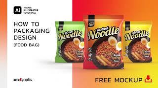 Packaging Design Tutorial in Adobe Illustrator CC (Instant Noodle Bag) | Full Process