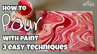 ART VIDEO: Three paint pouring techniques for beginners with Kerri Bevis #artlife​ #artteacher