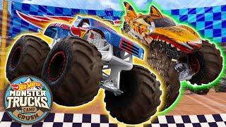 Hot Wheels Monster Trucks Smash for Victory at Mayhem Mountain!  + More Camp Crush Challenges!