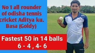 Goldy Fastest Halfcentury (50) in 14 balls Mayurbhanj tennis cricket Goldy batting