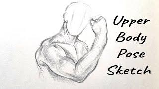 How to Sketch Human Figure Drawing (Upper Body Pose) | How to Draw a Body For Beginners step by step