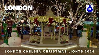 2024 London Night Walk  CHELSEA Christmas Lights Tour at 0 °C  Christmas in Chelsea London |4K HDR