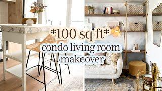 100 Sq Ft TINY Whimsical Living Room Makeover