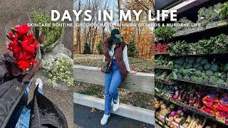 VLOG - my shower & skincare routine, running errands, grocery haul, mundane days in my life!