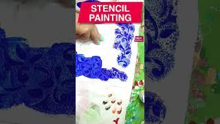 Stencil painting with acrylic colors at home #fashion #fabricpainting #diy