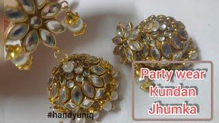 Party wear kundan Earrings|| Diy|| Jhumka Earrings