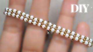 Seed Bead Jewelry Making Tutorials For Beginners/ DIY beaded bracelet/How to make pearl bracelet