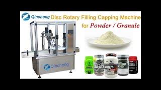 Powder bottle filling machine Rotary cream powder filler and sealer المعبأة في زجاجات مسحوق ملء آلة