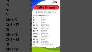 Tally Prime Shortcut Keys #shortcutkeys #shorts #computer