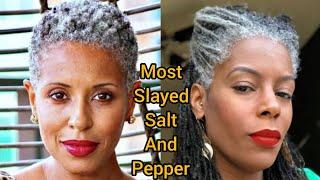 70+ Most Slayed Salt and Pepper Hairstyles/Grey Hair For Black Women.