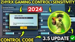 UPDATE 3.5 ZHYRX GAMING SENSITIVITY 2024 (No Recoil) | PUBG MOBILE BEST SENSITIVITY 2024