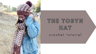 Beginner Friendly, two color crochet hat pattern with pom-pom, The Tobyn Hat crochet tutorial