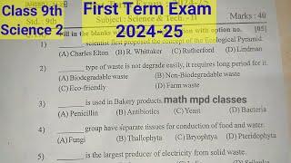 First Term Exam Class 9th Science 2 question paper 2024-25