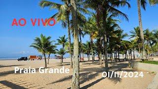 Praia Grande ao vivo, dia lindo na Praia Grande de sol e calor.