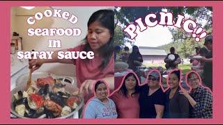 COOKED SEAFOOD IN SATAY SAUCE AND PICNIC | Maan Conde TV