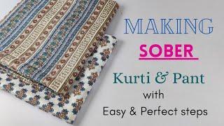 Sober Kurti and Pant Design || Suit Cutting and Stitching