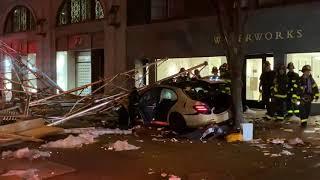 FDNY Manhattan 10-36 Box 0923 Car Rams into Scaffolding and Collapses into Street