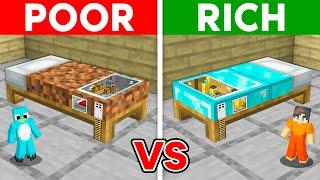 Milo POOR vs Chip RICH: HOUSE INSIDE BED Build Challenge in Minecraft