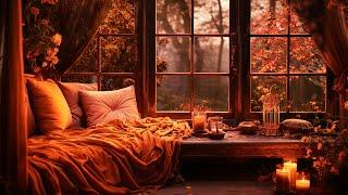 AUTUMN LEAVES ON WINDOW AMBIENCE & Piano Music for Studying and Relaxing