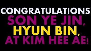 MyLODI: CONGRATULATIONS SON YE JIN, HYUN BIN, AT KIM HEE AE!