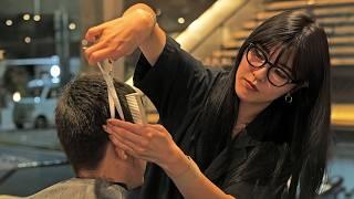 ASMR Full Transformation Haircut Experience by Cute Japanese Female Barber in Tokyo