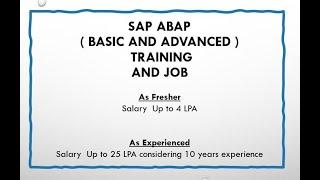 Introduction To SAP ABAP Training And Job For Fresher And Exprienced