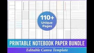 Printable Notebook Paper Bundle Canva | Kdp | KDP Interiors | Kdp Canva | Bundle KDP