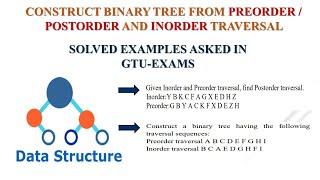 Construct Binary Tree from PREORDER / POSTORDER and INORDER Traversal | DATA STRUCTURE | GTU SOLVED