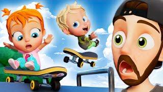 CRAZY BABY Adley lands HUGE TRiCKS!! Spacestation Animation Skateboarding with Adley & Dad..