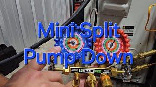 How to pump down the refrigerant into the mini split outdoor unit?