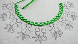 Latest hand embroidery amazing floral neckline design for kurti| New neck design-2024