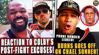 Jon Jones LAUGHS at Colby Covington's post-fight EXCUSES! Burns EXPOSES Chael Sonnen's phone number!