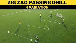 Zig Zag Passing Drill | 4 Variation |  U11 U12 U13