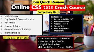 Join Quick Review Online CSS 2025  Crash Course/ Optional Subjects