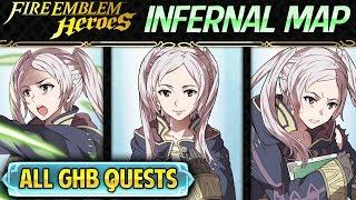 Fire Emblem Heroes: Grand Hero Battle: Female Robin INFERNAL Map + All Quests w/ F2P Units