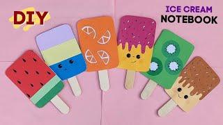 DIY PAPER ICE CREAM NOTEBOOK/Popsicle Paper notebook/Miniature Paper School Craft/Summer Craft