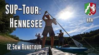 SUP-Tour: Hennesee, Henneseetalsperre auf dem Standuppaddle, Kajak oder Kanu. Rundtour Sauerland.