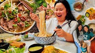 Vietnamese Phở Mukbang Beef Noodles + Eggrolls + Spring Rolls + Garlic Shrimp Noodles 먹방 Eating Show