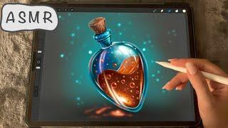  iPad ASMR (3 HOURS) - Painting a POTION glass - Clicky Whispers - Writing Sounds