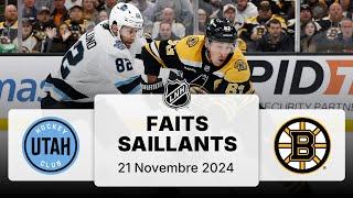 Club de hockey de l'Utah vs Bruins 21/11/24 | Faits saillants